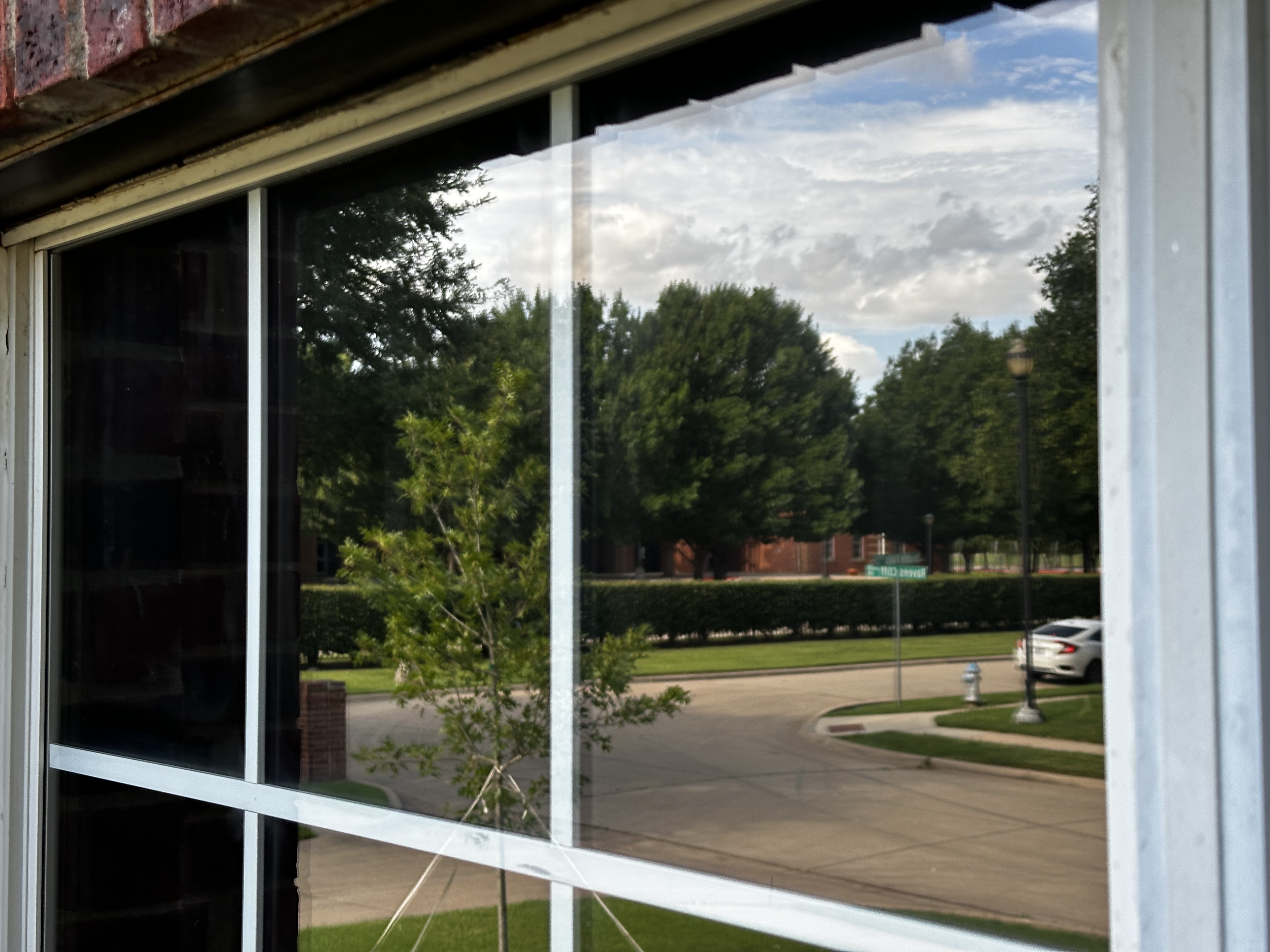 Clean window with reflection